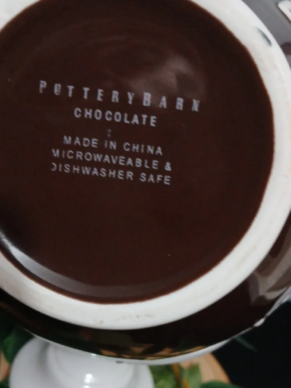 Pottery Barn Chocolate Ceramic Dessert Bowl Brown & White Drip